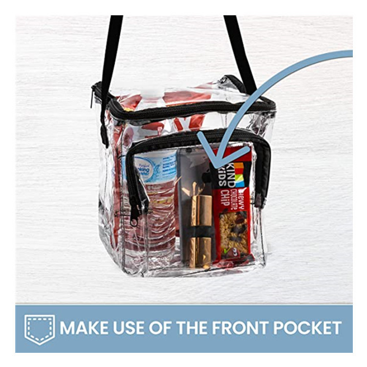 Cross-border PVC transparent lunch bag, horizontal multi-purpose single-shoulder backpack, large-capacity visible transparent food storage bag Specification drawing
