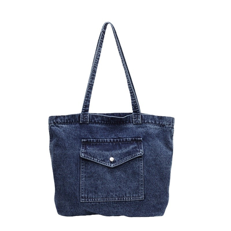 Single-shoulder bag, denim, laid-back style, casual Korean-style large bag, stylish and versatile, suitable for commuting all year round Item Picture