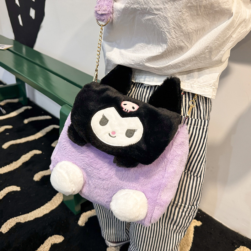 The 2024 autumn/winter new plush crossbody bag for girls is a versatile, sweet and cute children's backpack details Picture