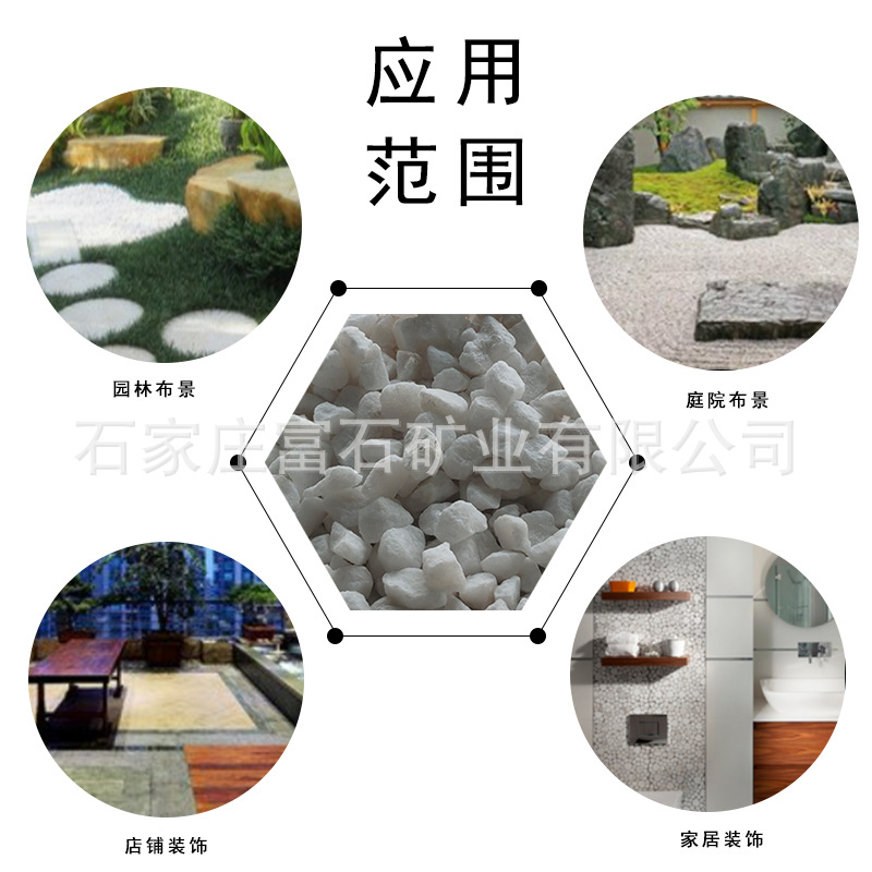 White crushed stone and gravel landscaping terrazzo manufacturer direct supply white pebbles, white stones, pointed corners, white gravel, white crushed stone Specification drawing