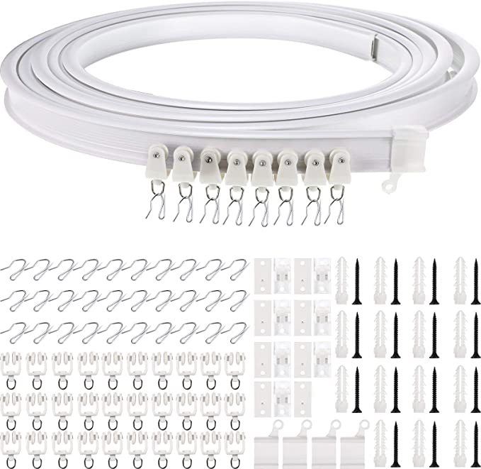 Cross-border wholesale of 5-meter plastic steel track sharp hook set, curtain curved track, flexible guide rail with accessories full figure