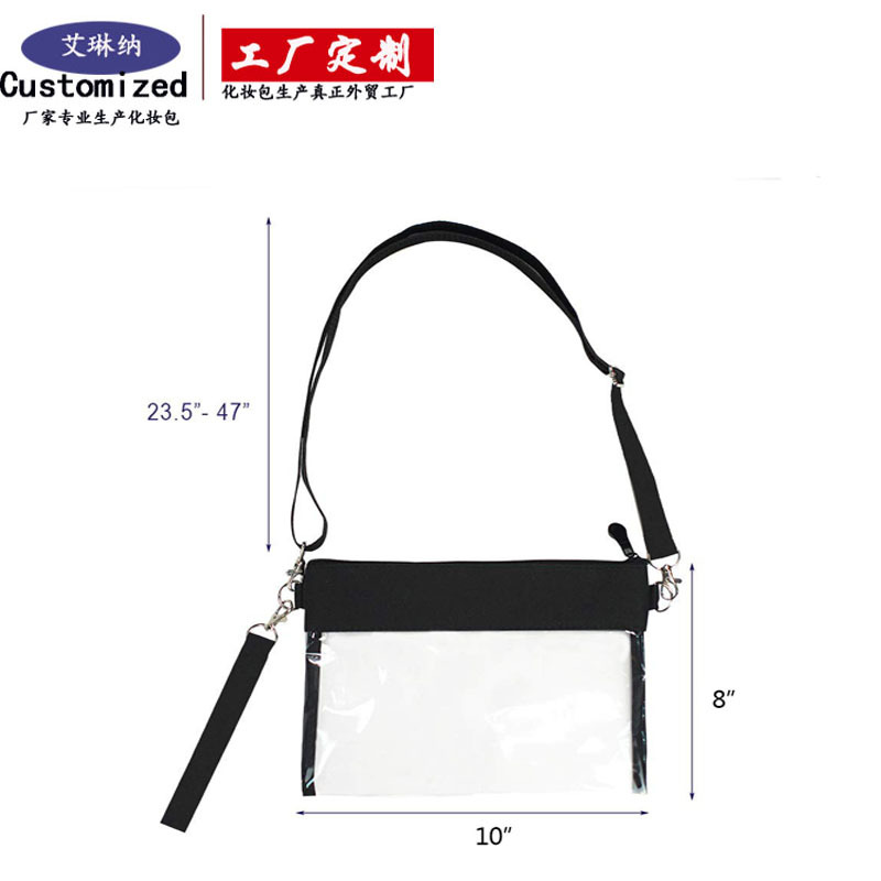 Customized transparent PVC crossbody bags, stadium loose change and mobile phone waterproof storage bags that are popular on Amazon details Picture