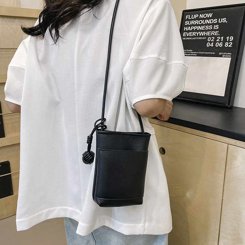 Summer 2024 new pu leather lychee pattern mobile phone bag, mini crossbody bag, solid color simple single-shoulder bag, small bag Specification drawing