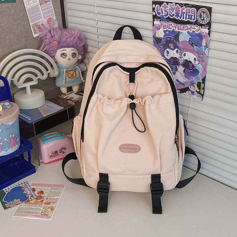 New retro Korean style high-end college backpack, schoolgirl style backpack, high school bag with large capacity details Picture