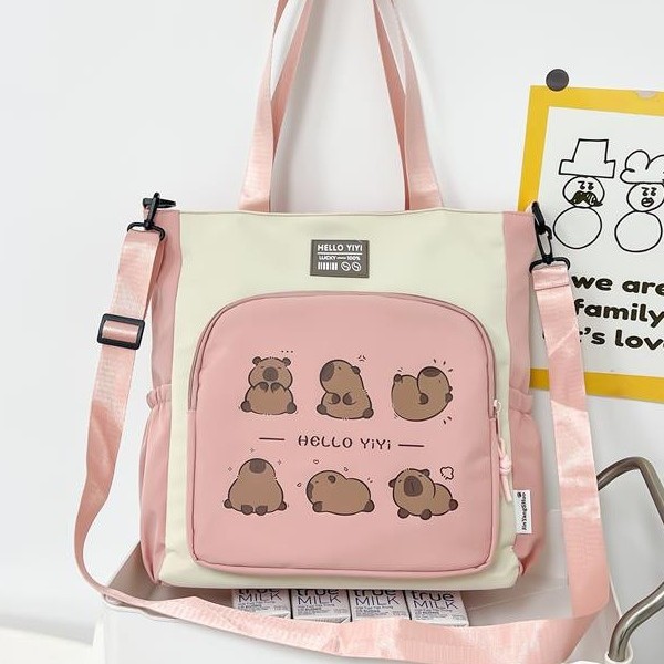 Fashionable and cute Chinese college students' class make-up bag, large-capacity commuter tote bag, new color-matched single-shoulder crossbody bag Specification drawing