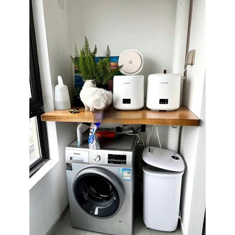 eQp custom-made balcony laundry cabinet, solid wood countertop renovation design, storage cabinet, shelf, storage cabinet, sink one Application Scenario