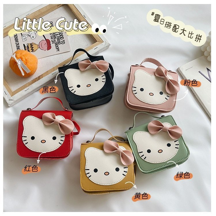 2024 New Korean-style cute kitten children's small backpack, mini crossbody single-shoulder bag, decorated loose change small bag, trendy for girls full figure