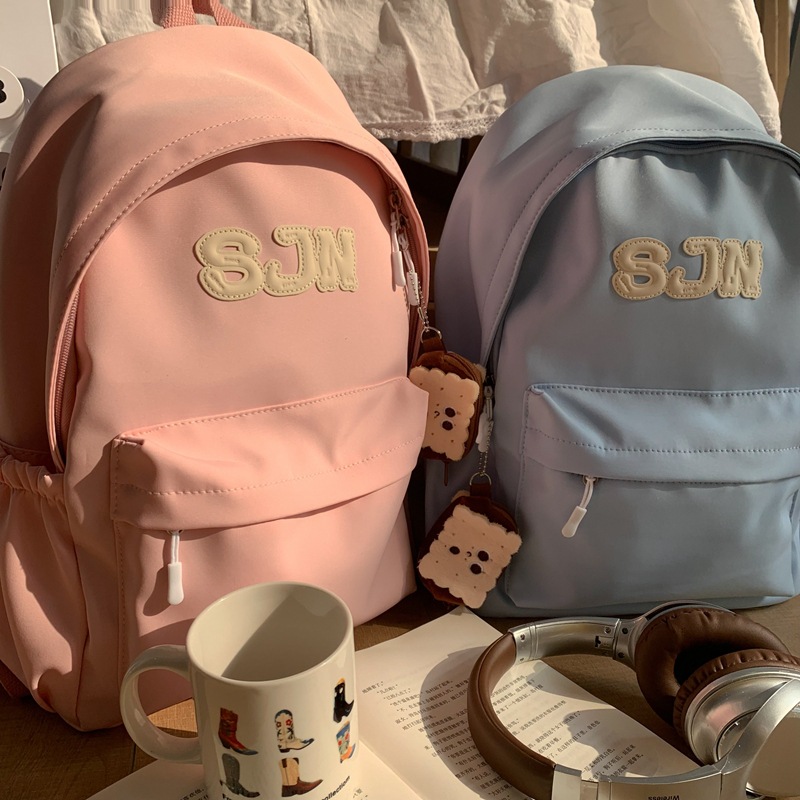 Simple and high-appearation-level schoolbag, solid-color, niche and simple campus-style backpack for junior high school and college students, travel and commuting backpack Specification drawing