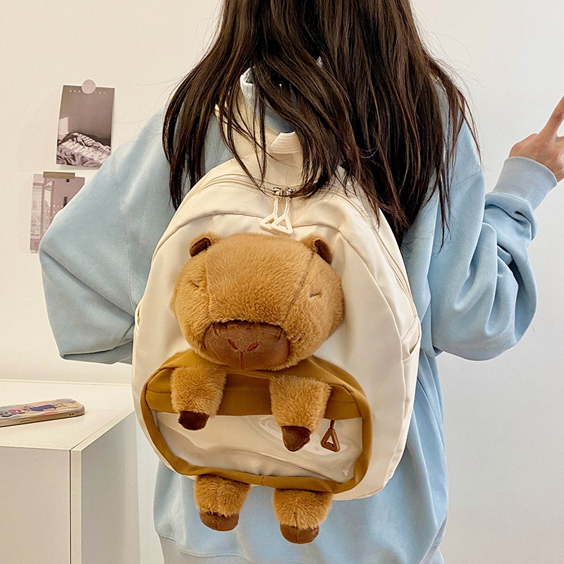 Cartoon children's Capibara plush backpack, large capacity cute schoolbag for girls, Capybara versatile casual backpack Application Scenario