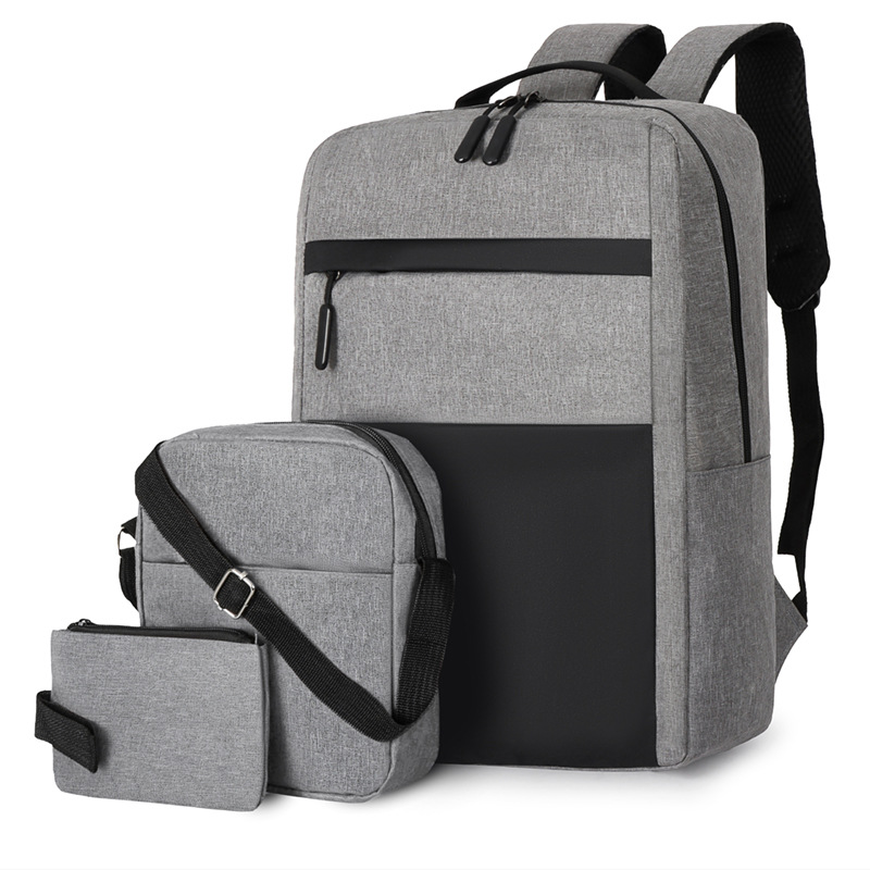 New cross-border men's three-piece backpack, USB business casual computer backpack, large-capacity middle school student schoolbag details Picture