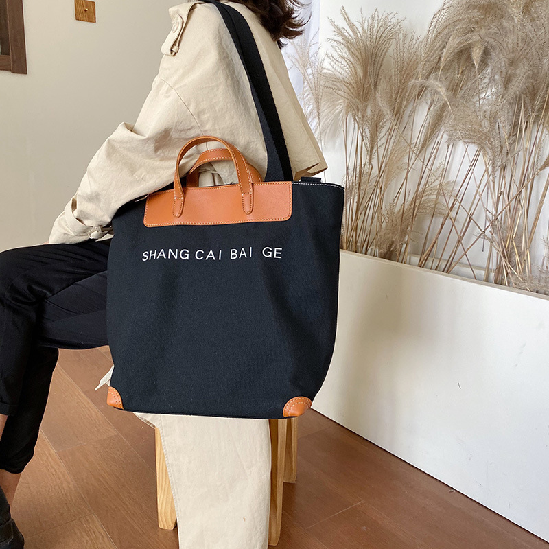 Tote bag, women's Internet celebrity, canvas bag, women's bag 2021 new trendy Japanese style crossbody bag, large capacity single-shoulder bag, handbag details Picture