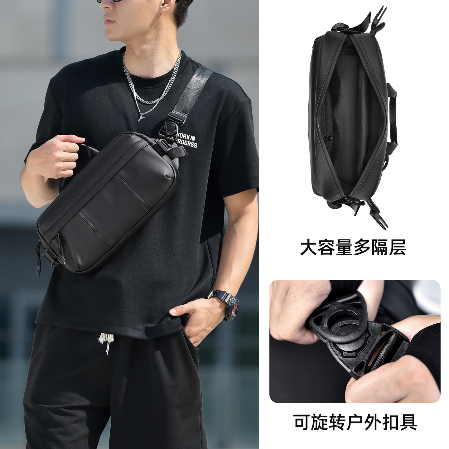 Cross-border trend functional single-shoulder bag, large-capacity multi-functional casual chest bag, men's crossbody bag, high-end small backpack Application Scenario