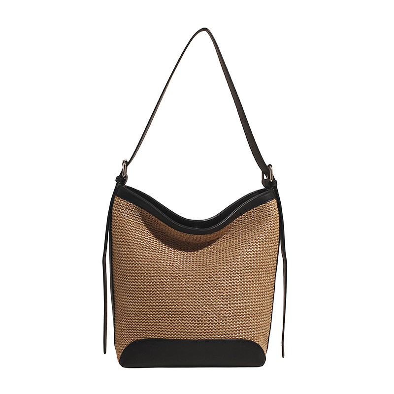 The 2025 summer new Korean-style woven bag is simple and versatile. It features a single-shoulder bag, a large-capacity underarm bag, and a fashionable and trendy bucket bag Item Picture