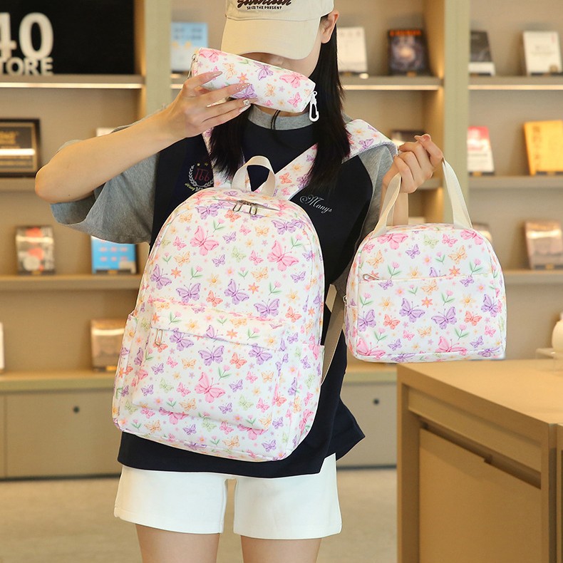 New Butterfly three-in-one set bag for primary and secondary school students, high appearance level, large-capacity insulated handbag wholesale full figure