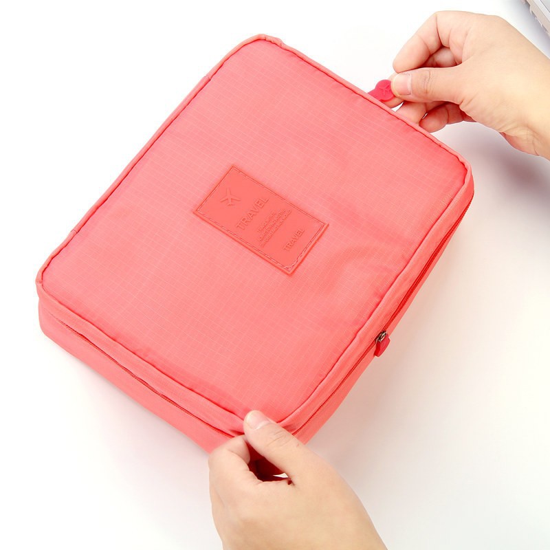 Oxford Cloth Square makeup bag, Women's multi-purpose large-capacity waterproof toiletry bag, Travel double-layer portable storage bag details Picture