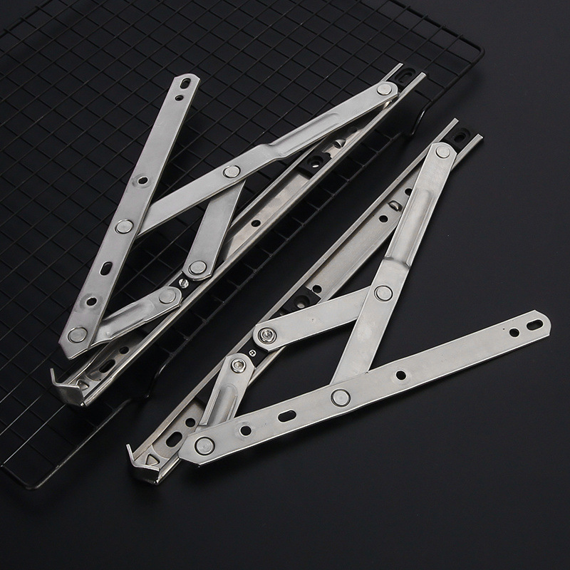 Stainless steel window braces, casement window hinges, outward-opening window sliding braces, four-bar wind braces, casement window accessories, limiters Specification drawing