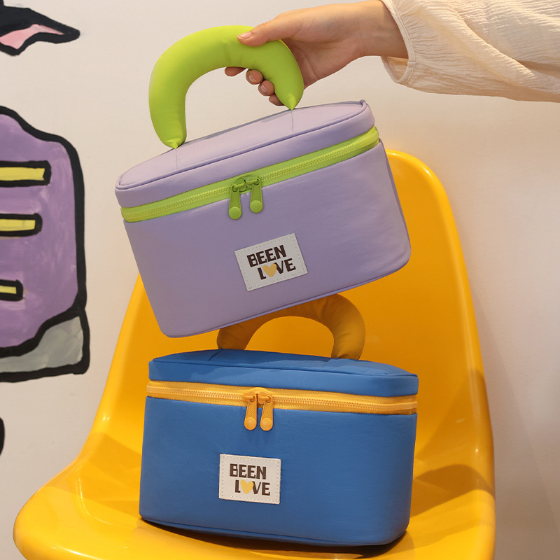 Runhui's new cotton candy top and bottom cover storage bag, cosmetic storage bag, hand-held large-capacity makeup bag, large capacity Specification drawing