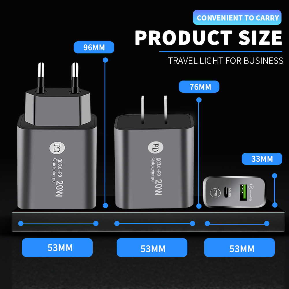 The USB+Type-C multi-port super fast charger is compatible with A universal A+C charger for Apple PD 20W mobile phones Application Scenario