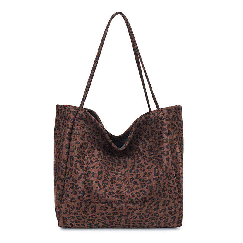 The super popular large-capacity leopard print tote bag for women in 2024, a laid-back style casual single-shoulder bag for commuting to school Item Picture
