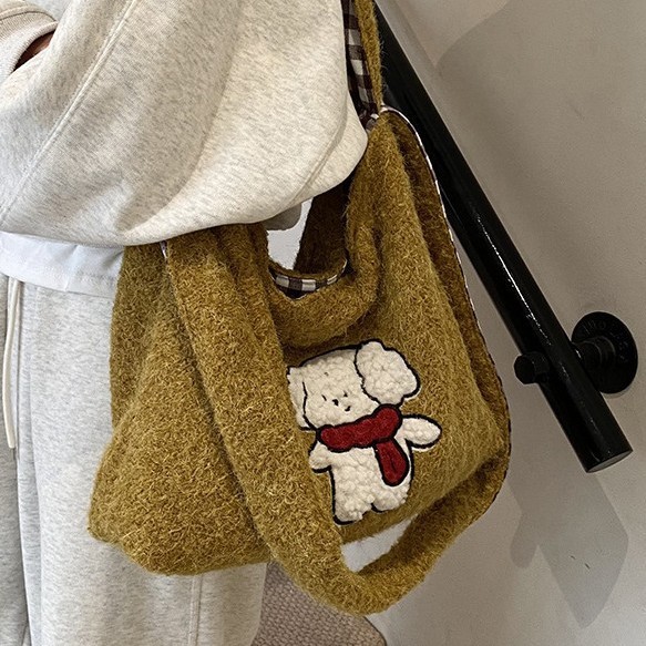 New winter style, fresh, cute, casual, fashionable and simple single-shoulder bag, large-capacity student commuting tote bag Specification drawing