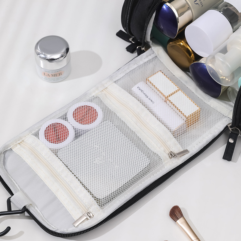 Thickened large-capacity convenient large-ear toiletry bag, three-zipper travel home makeup bag, travel supplies storage bag Application Scenario