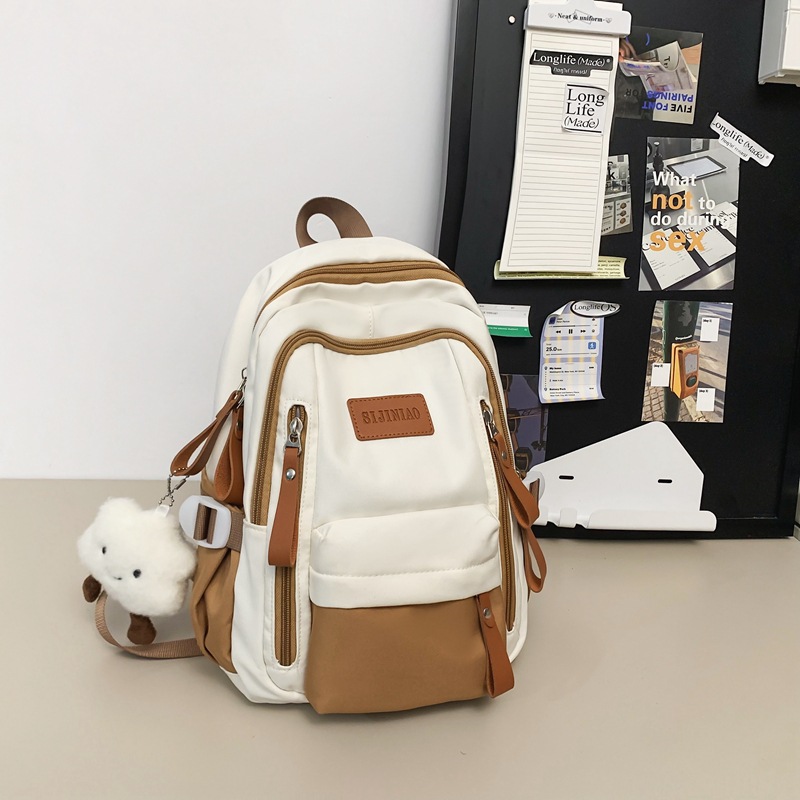 A simple and elegant backpack for women, a large-capacity backpack with contrasting colors, a new casual schoolbag for junior and senior high school students, for student outings Specification drawing