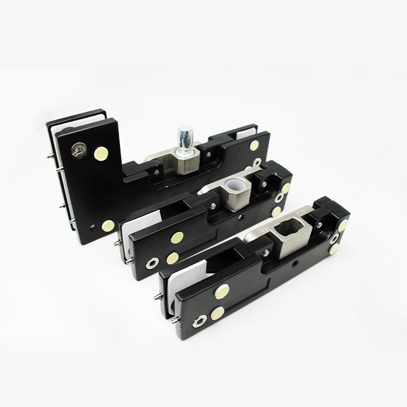 Glass door upper and lower door clamps, frameless glass door clamps, universal spring door accessories, right-angle seven-curved character clamps, top clamps Specification drawing