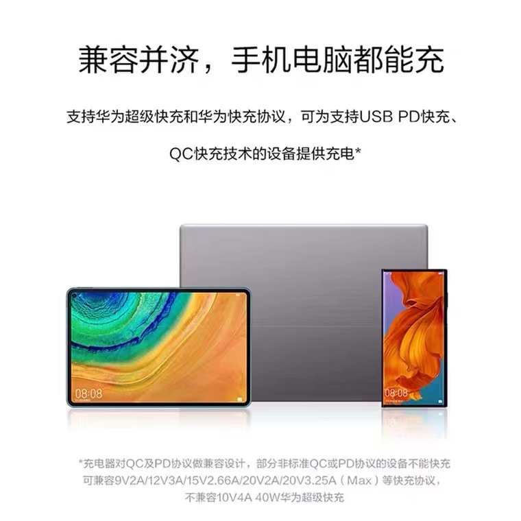 Compatible with Xiaomi and Huawei 65W chargers for fast charging laptops, Matebook 13/14/Xs/XPo with dual C ports Application Scenario