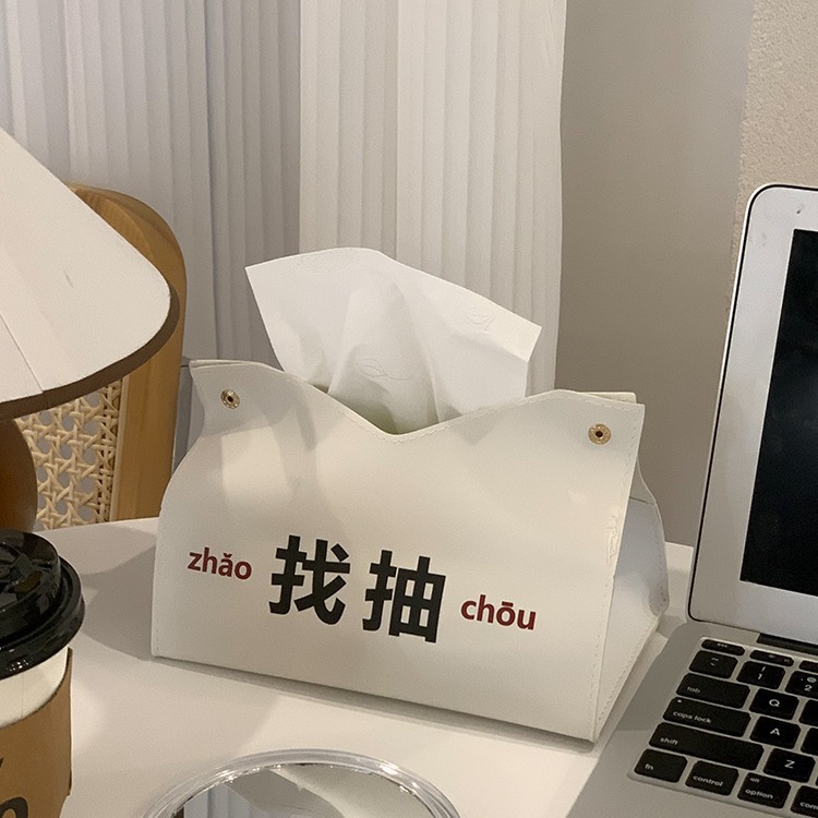 Ins-style simple tissue box, desktop napkin storage, paper roll, office, living room, home, car tissue box details Picture