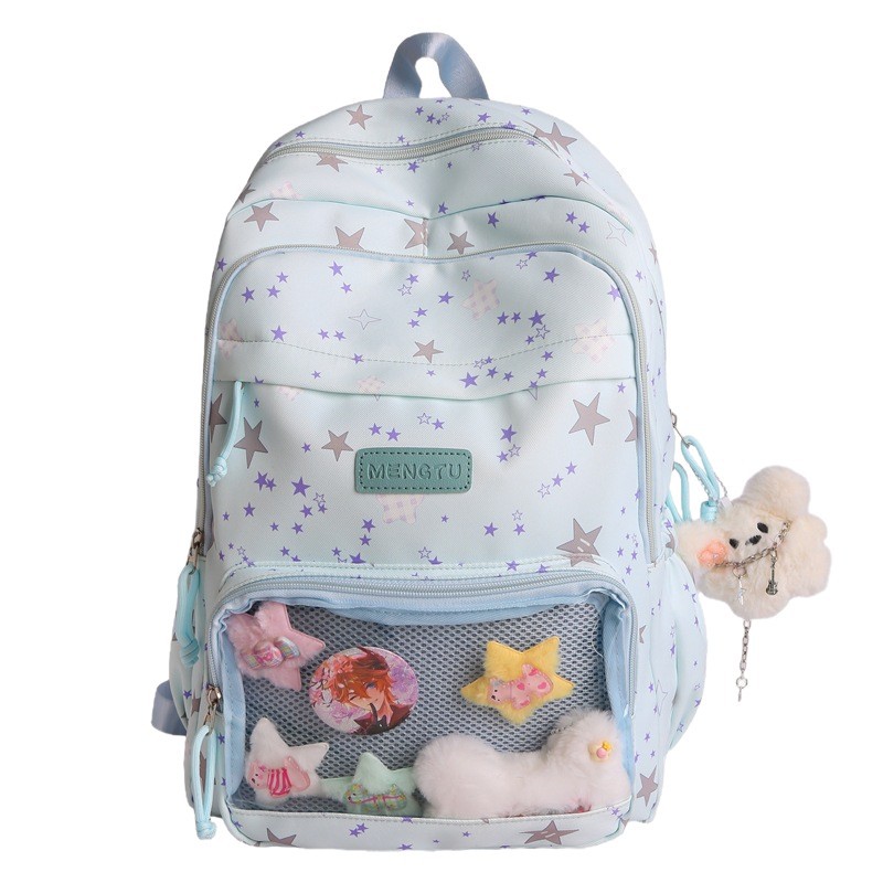 Backpack for teenage girls, junior high school schoolbag, ins versatile backpack for college students, Star large-capacity Korean version backpack Item Picture