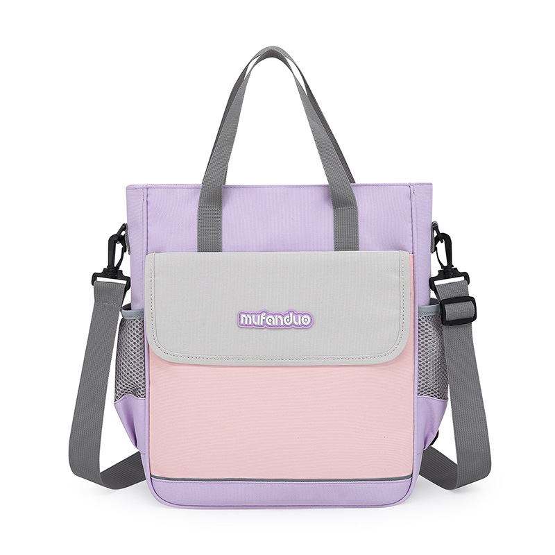 A large-capacity British color-blocking tutorial bag for primary school students, a lightweight color-blocking crossbody bag that can be used on both shoulders, a new and durable design Item Picture