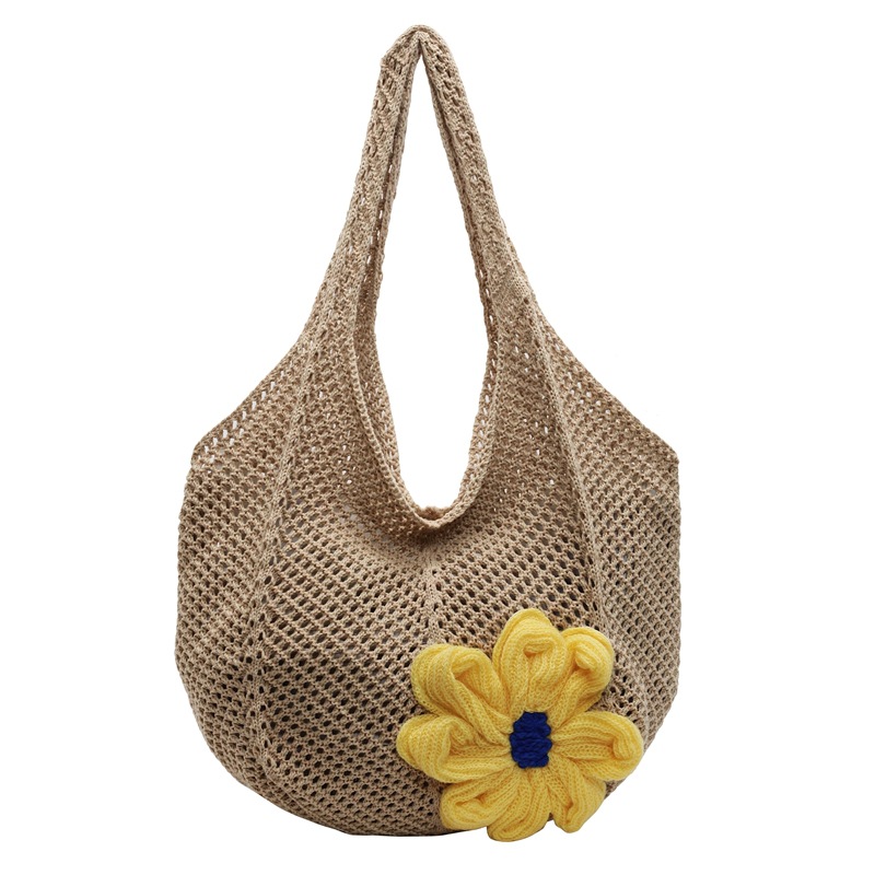 A large capacity women's 2025 new spring/summer single-shoulder bag with hollowed-out design, a high-end seaside and beach bag Item Picture