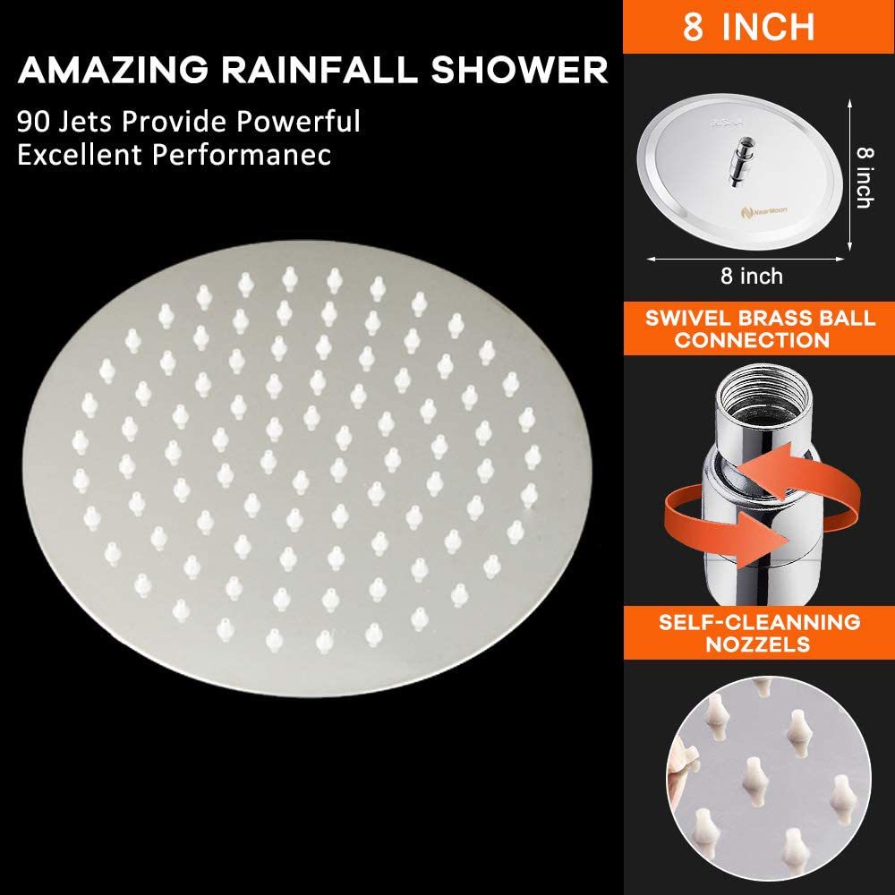 8-inch pressurized showerhead, ultra-thin mirror showerhead, high-flow 12-inch and 16-inch electroplated stainless steel top spray Specification drawing