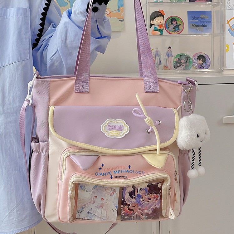 High-appearance-level ins-style schoolbag, junior high school girl backpack, high school student large-capacity cute pain bag, dopamine backpack Specification drawing