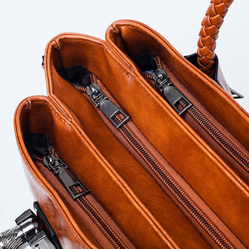 New cross-border oil wax leather bags for export to Europe, America, Boston, women's single-shoulder bags, women's soft leather large bags, one-piece consignment Specification drawing