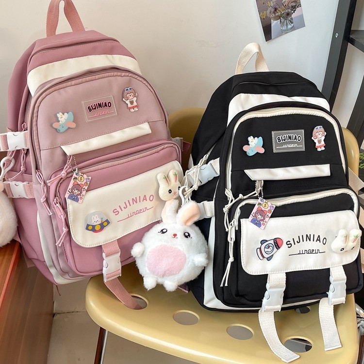 New ins Academy style primary school schoolbag with large capacity, lightweight and color-blocking high school backpack manufacturer wholesale details Picture