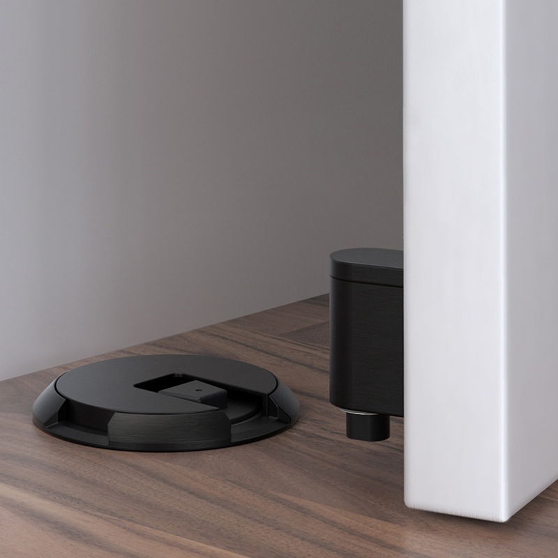 Mechanically pull the door to the super strong windproof door stop. Push it to lock and then push it to unlock. No need for drilling, invisible door collision resistance details Picture