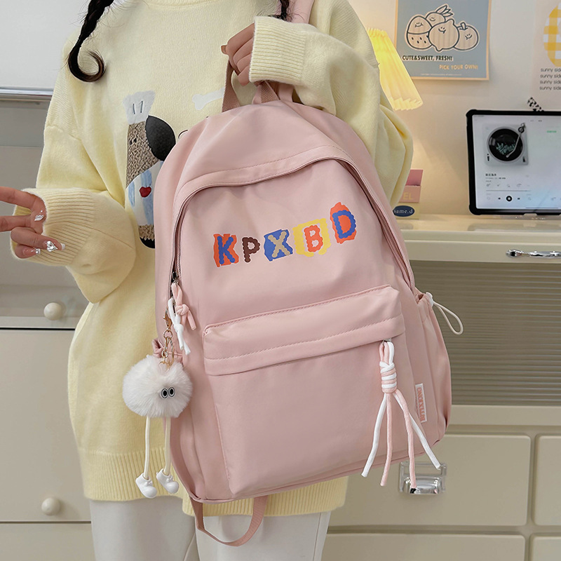 Forest-themed InS-style campus casual solid color schoolbag, simple and versatile lightweight backpack for girls, high school and college students' backpacks details Picture