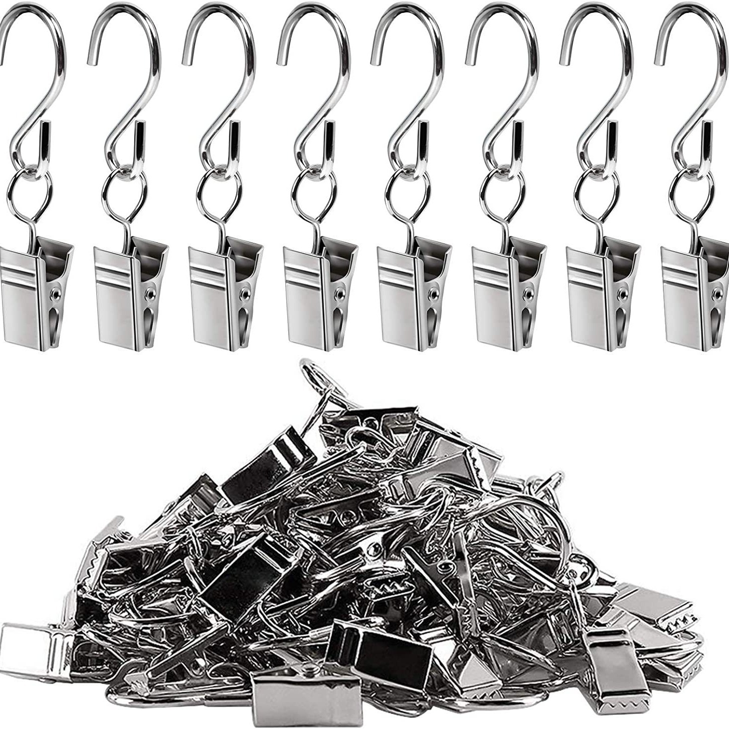 S-hook clip, iron wire S-hook hook, curtain clip, curtain shower curtain, door curtain S-shaped hook clip details Picture