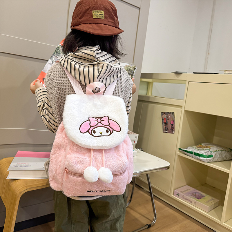 This fluffy backpack is a cute cartoon small schoolbag with a large capacity and a high level of appearance. It is a soft and versatile backpack for children in autumn and winter details Picture