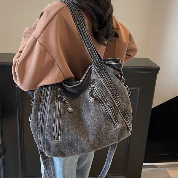 Simple woven women's casual hand-held large bag 2023 autumn/Winter fashion new single-shoulder bag Mommy Tote bag details Picture