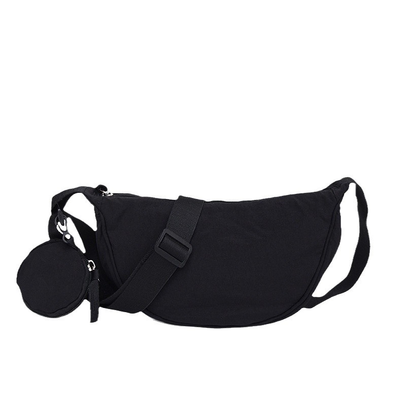 Korean-style nylon solid-color single-shoulder bag for women, simple, casual and versatile crossbody bag, lightweight and fashionable, outdoor commuting dumpling bag Item Picture
