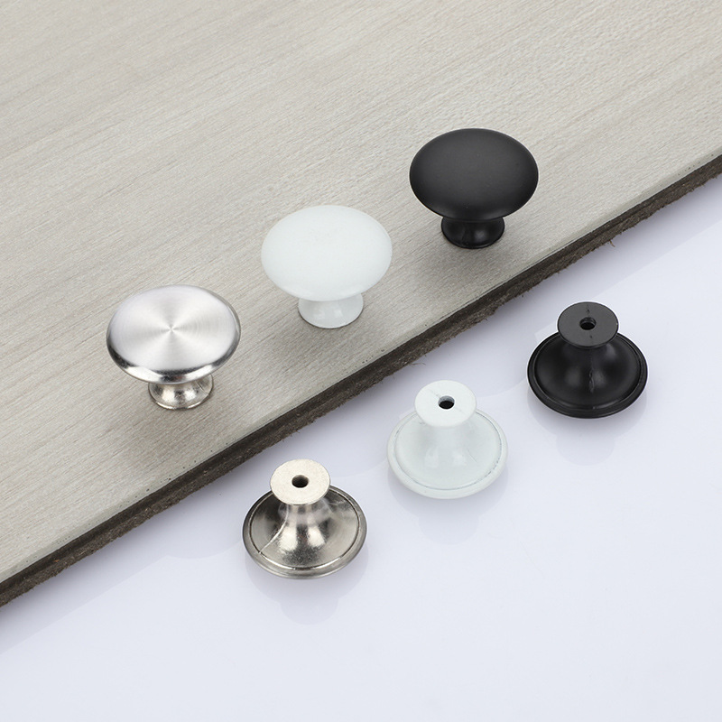 902 Simple wardrobe, round stainless steel drawer handle, European mushroom-shaped porcelain white, black single-hole handle Specification drawing