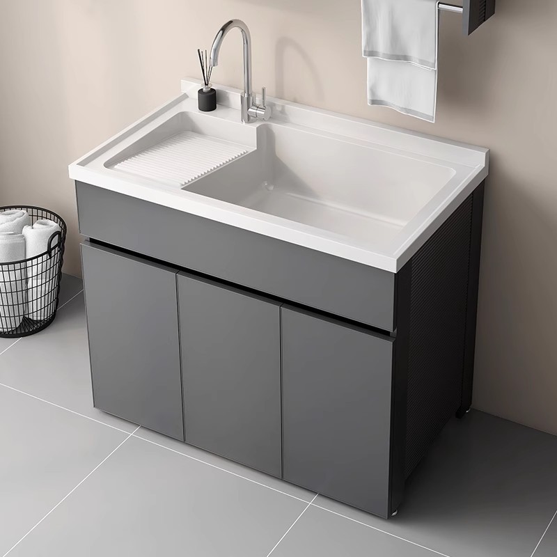 Honeycomb aluminum balcony washing cabinet, combined washing pool, household washing table face, hand basin, washing trough integrated cabinet with washboard Application Scenario