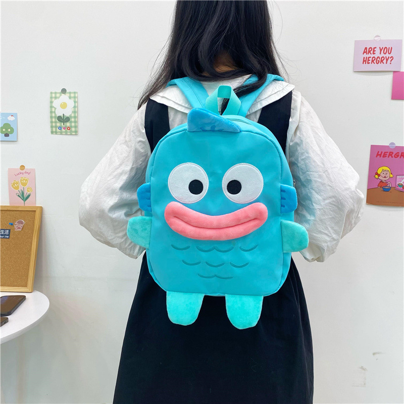 2023 New Japanese-style cute cartoon clownfish backpack, ugly and adorable blue backpack, large capacity backpack for men and women full figure