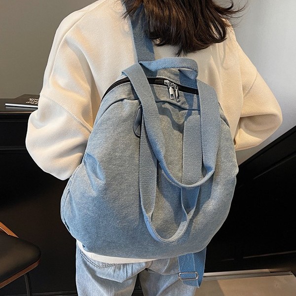 New autumn and winter single-shoulder bag with large capacity, fashionable denim, casual, multi-functional and laid-back style, versatile backpack Specification drawing