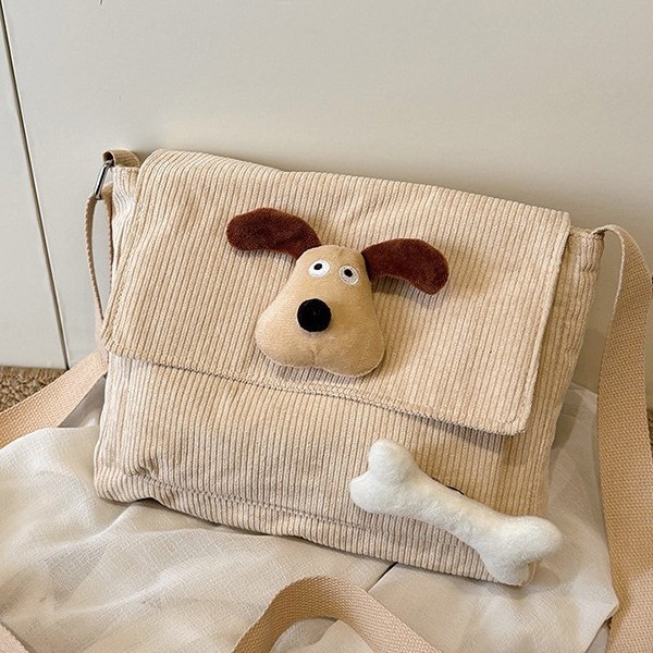 New high-end Korean-style Instagram phone bag, new cartoon bone puppy corduroy niche and versatile crossbody bag Application Scenario