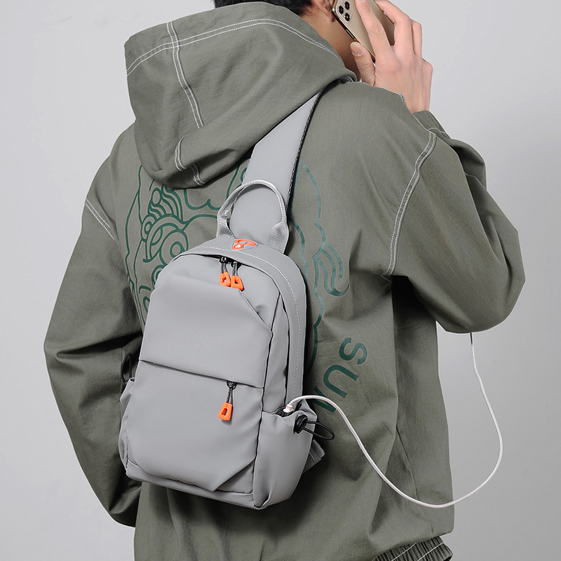 Casual chest bag, men's crossbody bag, outdoor sports and running shoulder bag, lightweight waterproof, Korean-style trendy youth backpack full figure
