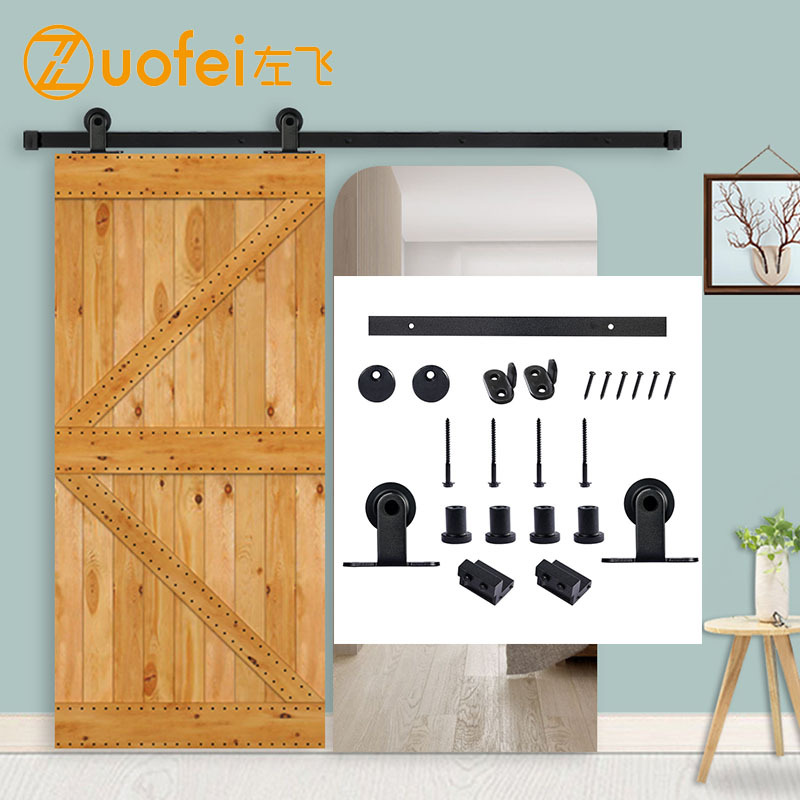 American-style barn door hoist rail, sliding door hoist wheel, slide rail, complete set of hardware, pulley guide rail, top-mounted pendant style factory full figure