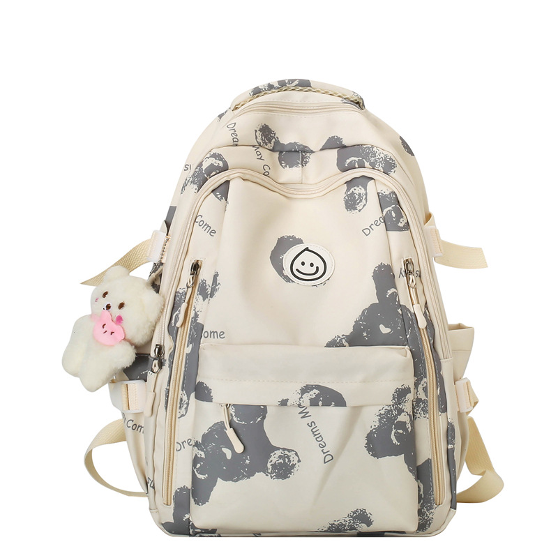 Trendy and fashionable bear backpack for both men and women, large-capacity schoolbag for primary and secondary school students, outdoor leisure travel backpack Item Picture